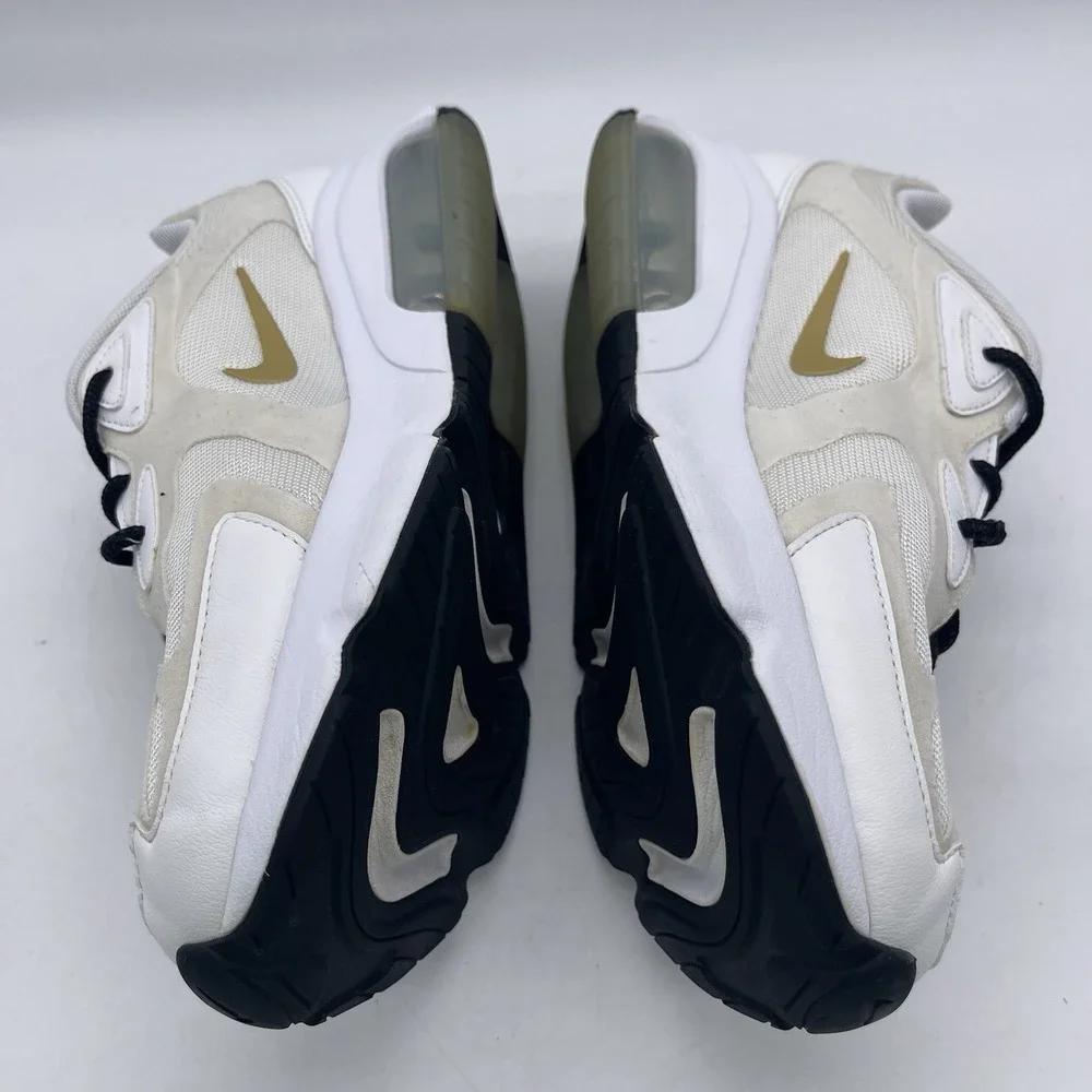 Nike Air Max 200 AT6175-102 Women's Size 10 Running Shoes 'White Metallic Gold'